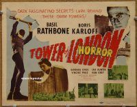 f034 TOWER OF LONDON title lobby card R48 Rathbone, Karloff