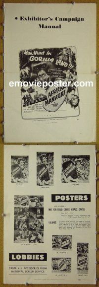 g021 AFRICAN MANHUNT vintage movie pressbook '54 Gorilla Land!