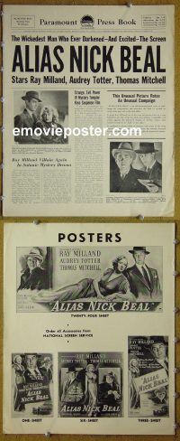 g025 ALIAS NICK BEAL vintage movie pressbook '49 Ray Milland, Totter