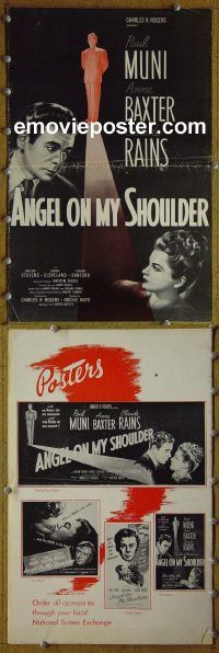 g034 ANGEL ON MY SHOULDER vintage movie pressbook '46 Paul Muni, Rains