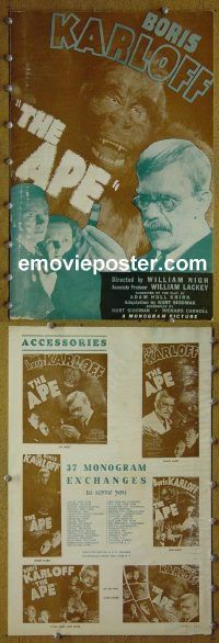 g037 APE vintage movie pressbook '40 Boris Karloff, horror!