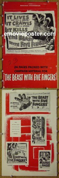 g068 BEAST WITH FIVE FINGERS vintage movie pressbook '47 Peter Lorre