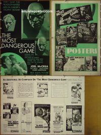 g576 MOST DANGEROUS GAME vintage movie pressbook '32 Joel McCrea