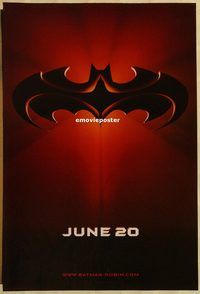 h225 BATMAN & ROBIN DS advance one-sheet movie poster '97 Clooney, Thurman