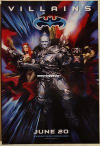 h224 BATMAN & ROBIN DS advance one-sheet movie poster '97 villains!