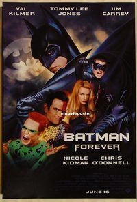 h226 BATMAN FOREVER DS advance one-sheet movie poster '95 Kilmer, Kidman