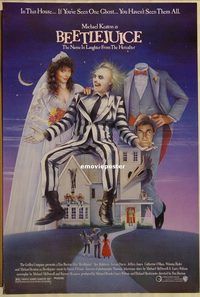 h307 BEETLEJUICE one-sheet movie poster '88 Alec Baldwin, Michael Keaton