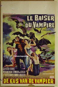 h055 KISS OF THE VAMPIRE Belgian movie poster '63 Hammer horror!