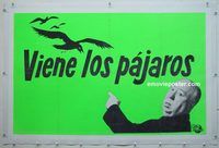 h036 BIRDS linen Spanish/U.S. one-sheet movie poster '63 horizontal teaser!