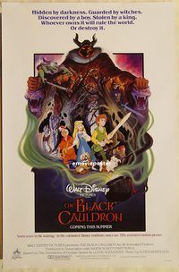 h177 BLACK CAULDRON advance one-sheet movie poster '85 Disney CG!