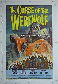 h010 CURSE OF THE WEREWOLF linen one-sheet movie poster '61 Oliver Reed