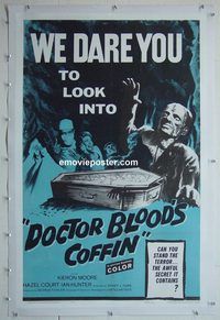 h012 DOCTOR BLOOD'S COFFIN linen one-sheet movie poster '61 cool horror!