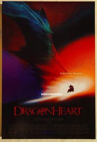 h237 DRAGONHEART DS advance one-sheet movie poster '96 Dennis Quaid, Connery
