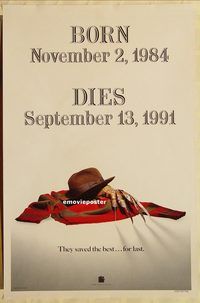 h168 FREDDY'S DEAD DS teaser one-sheet movie poster '91 Freddy Kruger