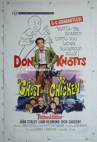 h018 GHOST & MR CHICKEN linen one-sheet movie poster '65 Don Knotts horror!