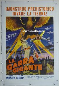 h041 GIANT CLAW linen Spanish/U.S. one-sheet movie poster '57 Jeff Morrow, sci-fi