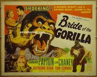 h119 BRIDE OF THE GORILLA half-sheet movie poster '51 Barbara Payton