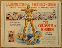 h121 COLOSSUS OF RHODES half-sheet movie poster '61 Sergio Leone