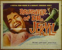 h122 DAUGHTER OF DR JEKYLL style B half-sheet movie poster '57 John Agar