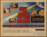 h130 FROM THE EARTH TO THE MOON half-sheet movie poster '58 Jules Verne