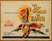 h136 LAST WOMAN ON EARTH half-sheet movie poster '60 Corman, sexy image!