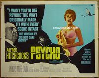 h141 PSYCHO half-sheet movie poster R69 Leigh, Perkins, Hitchcock