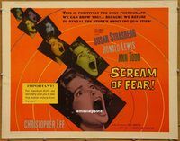 h144 SCREAM OF FEAR style B half-sheet movie poster '61 Hammer, Strasberg
