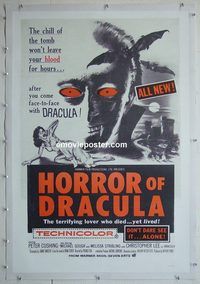 h020 HORROR OF DRACULA linen military one-sheet movie poster '58 Hammer