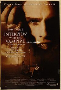 h249 INTERVIEW WITH THE VAMPIRE DS advance one-sheet movie poster '94 Cruise
