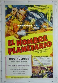 h042 LOST PLANET linen Spanish/U.S. one-sheet movie poster '53 Holdren, serial