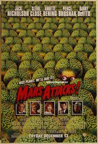 h257 MARS ATTACKS DS advance one-sheet movie poster '96 Nicholson, Burton