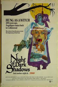 h195 NIGHT OF DARK SHADOWS one-sheet movie poster '71 wild freaky image!
