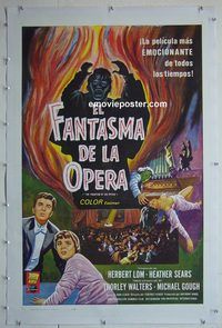 h024 PHANTOM OF THE OPERA linen one-sheet movie poster '62 Hammer, Lom