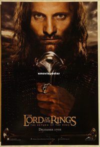 h251 LORD OF THE RINGS: THE RETURN OF THE KING Aragorn style teaser DS 1sh '03 Viggo Mortensen as Aragorn!