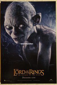 h255 LORD OF THE RINGS: THE RETURN OF THE KING Gollum style teaser 1sh '03 great image of Gollum!