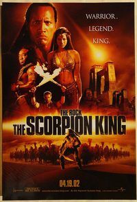 h272 SCORPION KING 'brown' DS teaser one-sheet movie poster '02 The Rock!