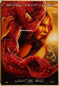 h277 SPIDER-MAN 2 DS 'sacrifice' teaser one-sheet movie poster '04 Maguire, Dunst