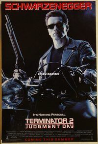 h284 TERMINATOR 2 DS advance one-sheet movie poster '91 Schwarzenegger