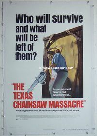 h029 TEXAS CHAINSAW MASSACRE linen one-sheet movie poster '74 Tobe Hooper