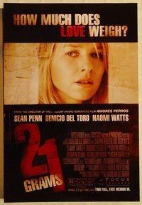 n006 21 GRAMS DS advance one-sheet movie poster '03 Sean Penn, Naomi Watts