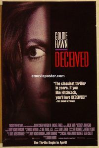 n051 DECEIVED advance video one-sheet movie poster '91 Goldie Hawn