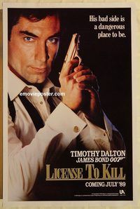 n111 LICENCE TO KILL teaser one-sheet movie poster '89 Timothy Dalton