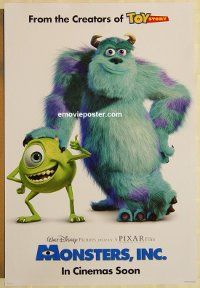 n129 MONSTERS INC DS advance one-sheet movie poster '01 Disney, Pixar