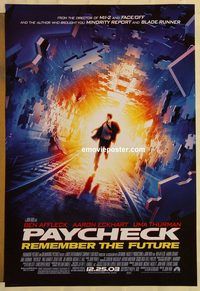 n145 PAYCHECK DS advance one-sheet movie poster '03 John Woo, Affleck