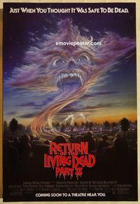 n164 RETURN OF THE LIVING DEAD 2 advance one-sheet movie poster '88 cool!