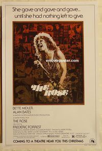 n168 ROSE teaser one-sheet movie poster '79 Bette Midler as Janis Joplin