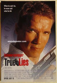 n209 TRUE LIES advance one-sheet movie poster '94 Schwarzenegger, Curtis
