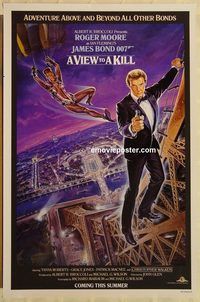 n211 VIEW TO A KILL advance one-sheet movie poster '85 Moore, James Bond