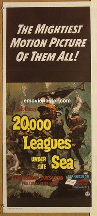 q168 20,000 LEAGUES UNDER THE SEA Australian daybill movie poster R70s Jules Verne