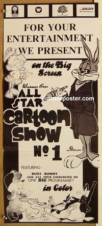 p027 ALL STAR CARTOON SHOW No 1 New Zealand movie poster '60s Bugs!